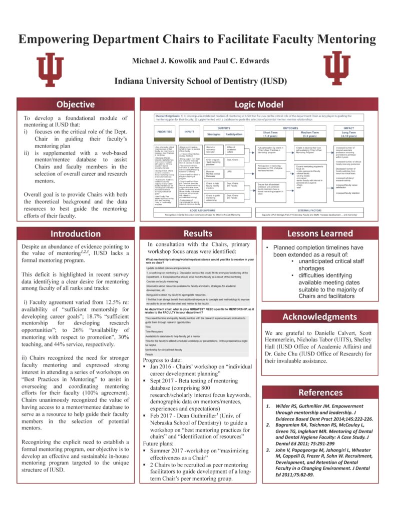 Indiana University published mentor / mentee database project.